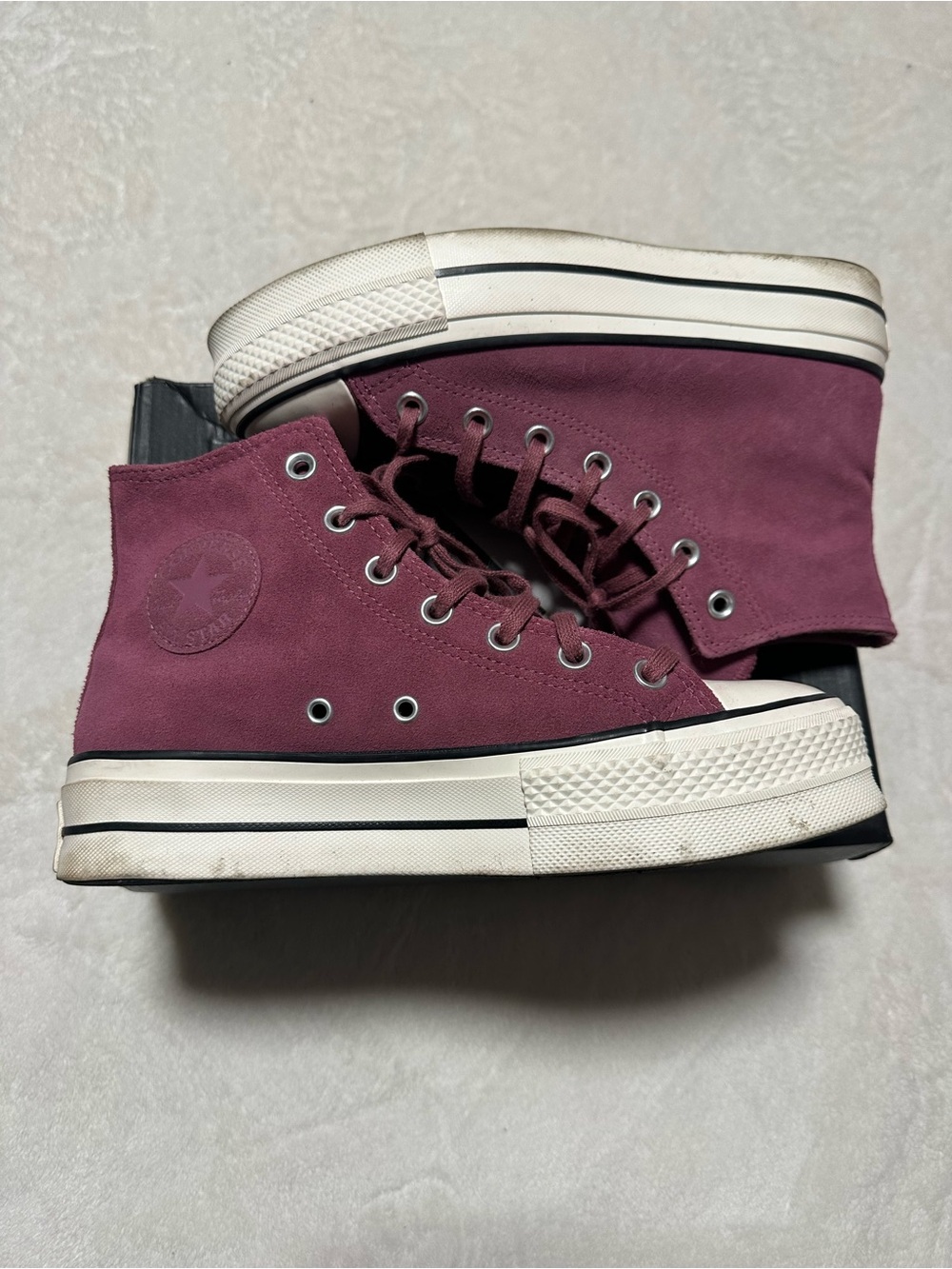 Converse Burgundy High-Top Platform Sneakers - Picture 3 of 6